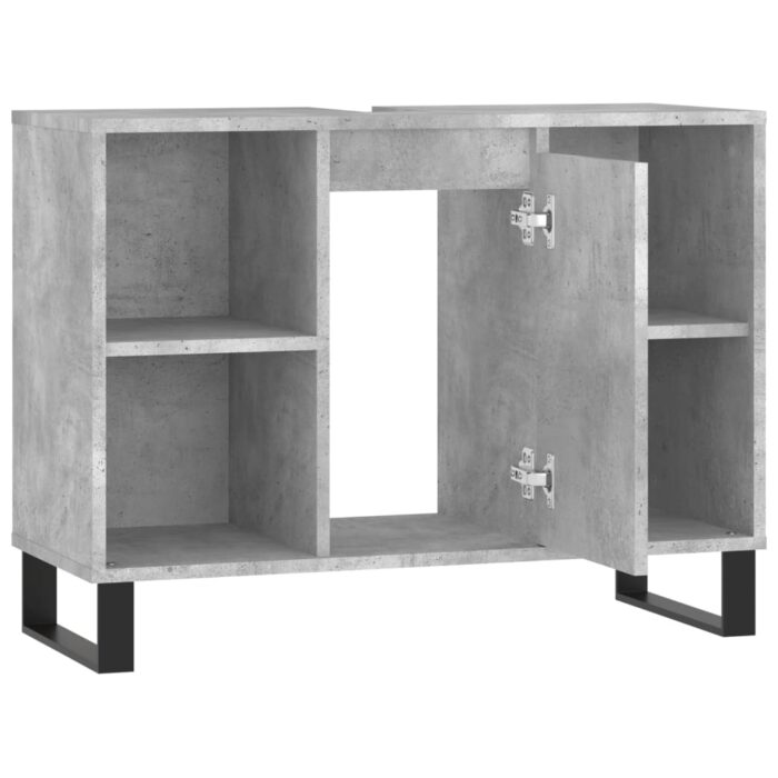 Armoire salle de bain gris béton 80x33x60cm bois d'ingénierie – Image 3