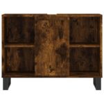 Armoire salle de bain chêne fumé 80x33x60cm bois d'ingénierie – Image 4
