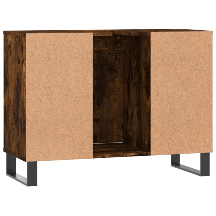 Armoire salle de bain chêne fumé 80x33x60cm bois d'ingénierie – Image 6