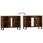 Armoire salle de bain chêne fumé 80x33x60cm bois d'ingénierie – Image 7