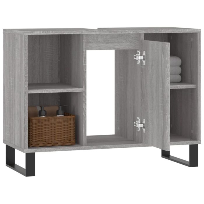 Armoire salle de bain sonoma gris 80x33x60 cm bois d'ingénierie – Image 2