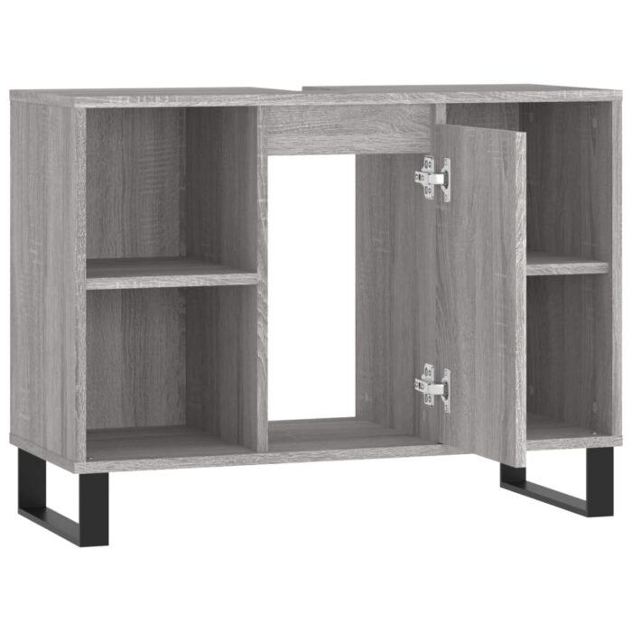 Armoire salle de bain sonoma gris 80x33x60 cm bois d'ingénierie – Image 3