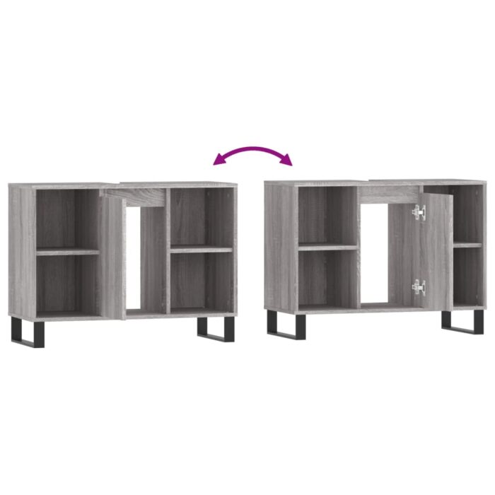 Armoire salle de bain sonoma gris 80x33x60 cm bois d'ingénierie – Image 7
