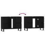 Armoire de salle de bain noir 80x33x60 cm bois d'ingénierie – Image 6