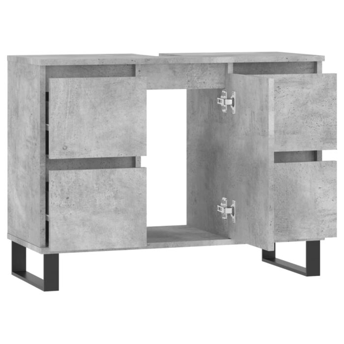 Armoire salle de bain gris béton 80x33x60cm bois d'ingénierie – Image 2