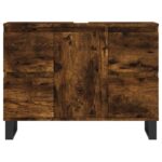 Armoire salle de bain chêne fumé 80x33x60cm bois d'ingénierie – Image 3