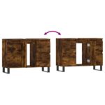 Armoire salle de bain chêne fumé 80x33x60cm bois d'ingénierie – Image 6