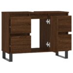 Armoire salle de bain chêne marron 80x33x60cm bois d'ingénierie – Image 2