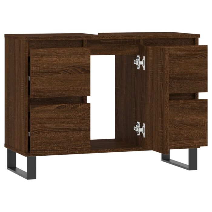Armoire salle de bain chêne marron 80x33x60cm bois d'ingénierie – Image 2