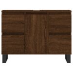 Armoire salle de bain chêne marron 80x33x60cm bois d'ingénierie – Image 3