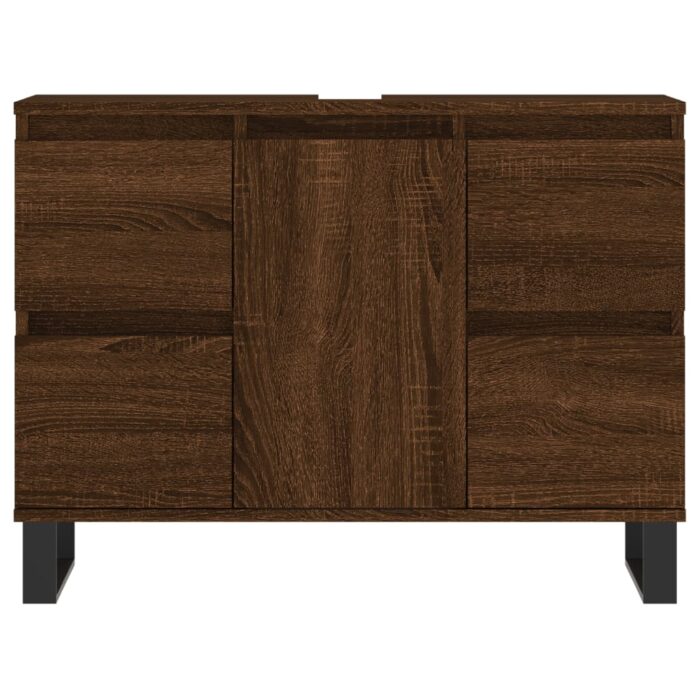 Armoire salle de bain chêne marron 80x33x60cm bois d'ingénierie – Image 3