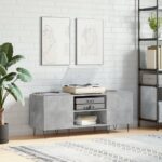 Armoire à disques gris béton 121x38x48 cm bois d'ingénierie