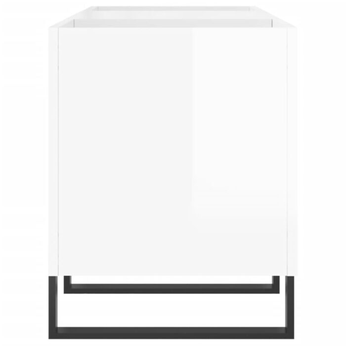 Armoire à disques blanc brillant 121x38x48 cm bois d'ingénierie – Image 3