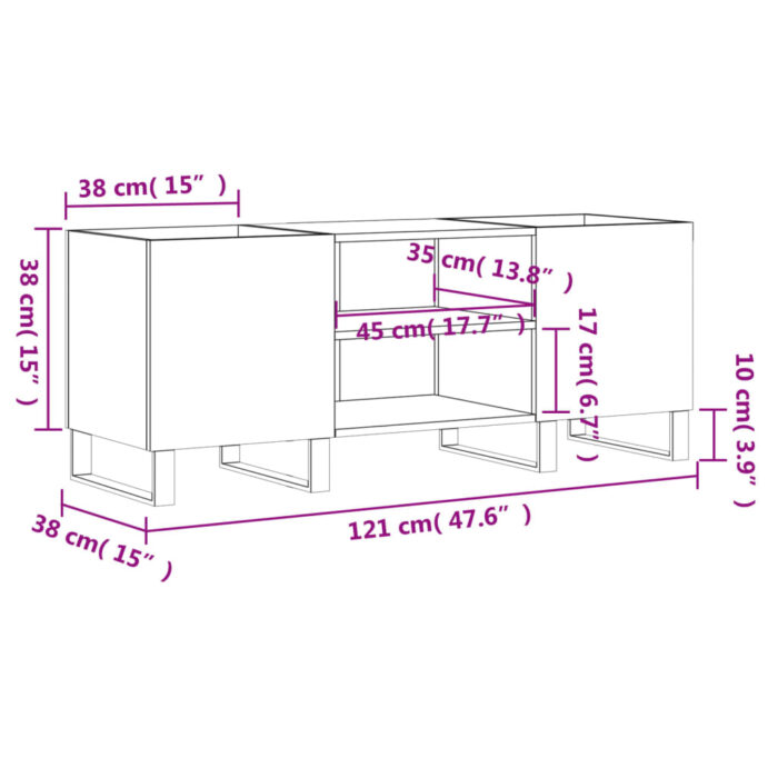 Armoire à disques gris béton 121x38x48 cm bois d'ingénierie – Image 7