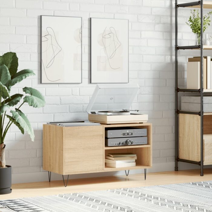 Armoire à disques chêne sonoma 85x38x48 cm bois d'ingénierie – Image 1