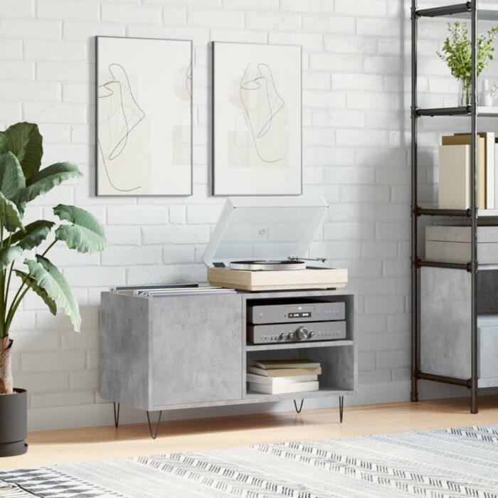 Armoire à disques gris béton 85x38x48 cm bois d'ingénierie – Image 1