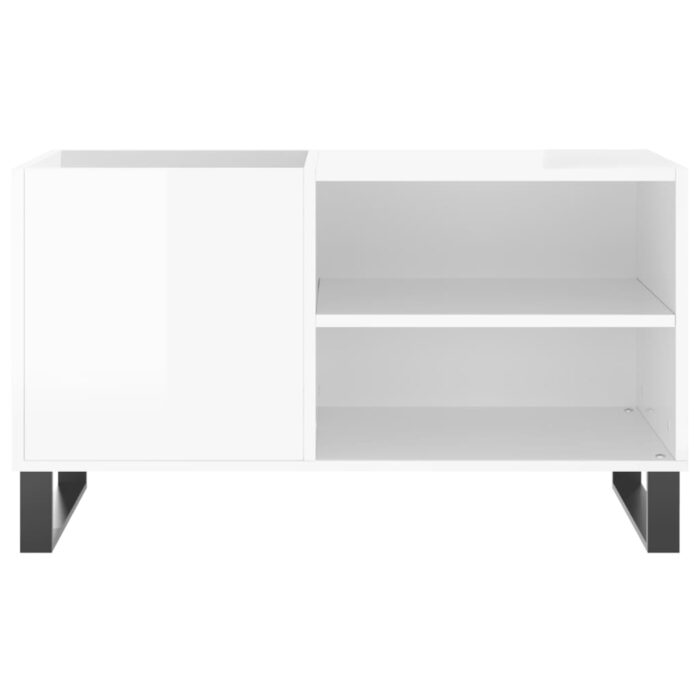 Armoire à disques blanc brillant 85x38x48 cm bois d'ingénierie – Image 2