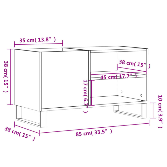 Armoire à disques gris béton 85x38x48 cm bois d'ingénierie – Image 7