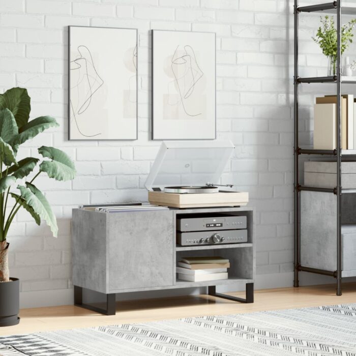 Armoire à disques gris béton 85x38x48 cm bois d'ingénierie – Image 1