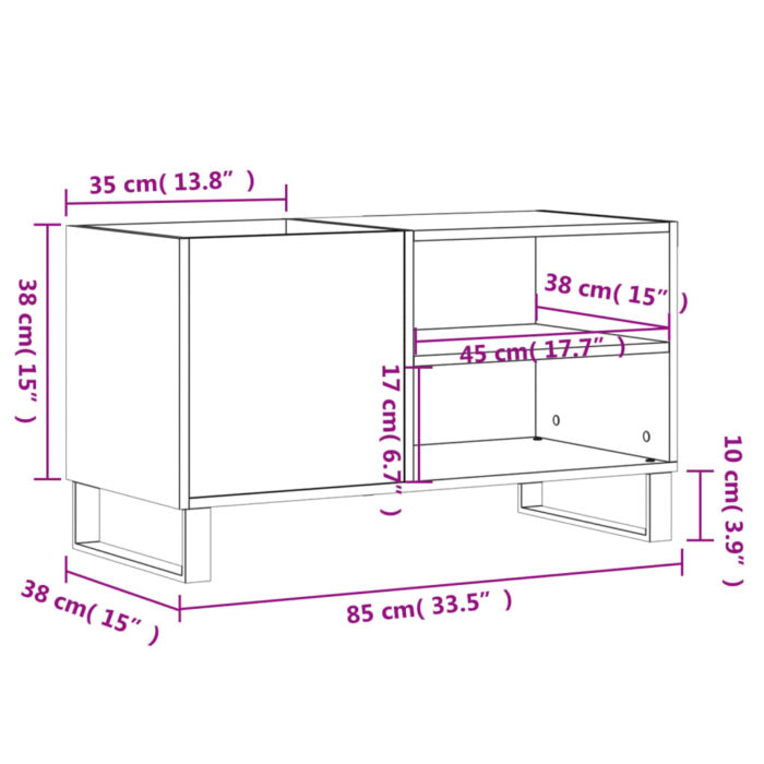 Armoire à disques chêne fumé 85x38x48 cm bois d'ingénierie – Image 7