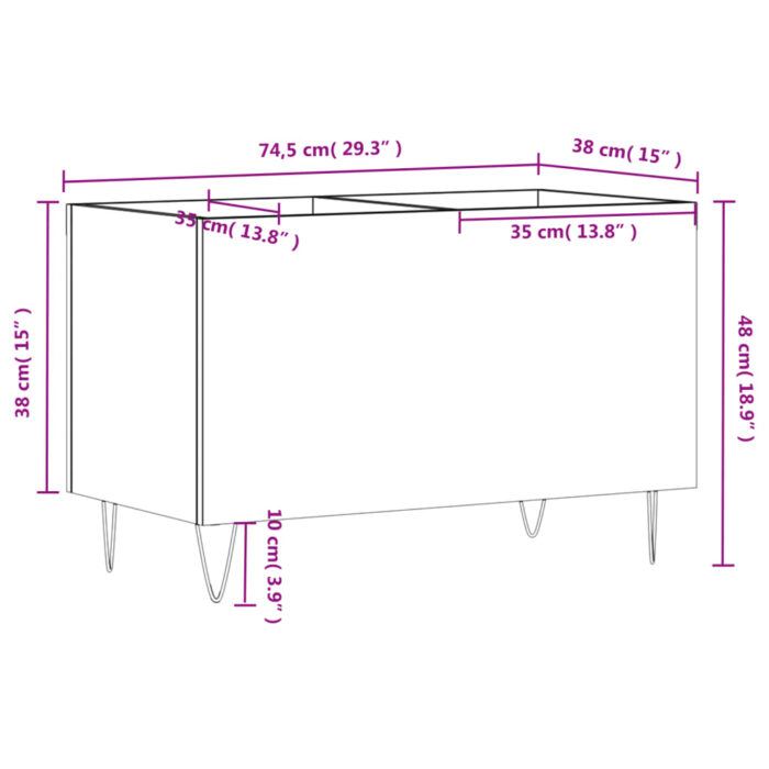 Armoire à disques blanc brillant 74,5x38x48cm bois d'ingénierie – Image 7