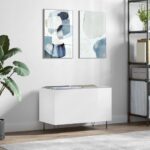 Armoire à disques blanc brillant 74,5x38x48cm bois d'ingénierie