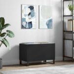 Armoire à disques noir 74,5x38x48 cm bois d'ingénierie