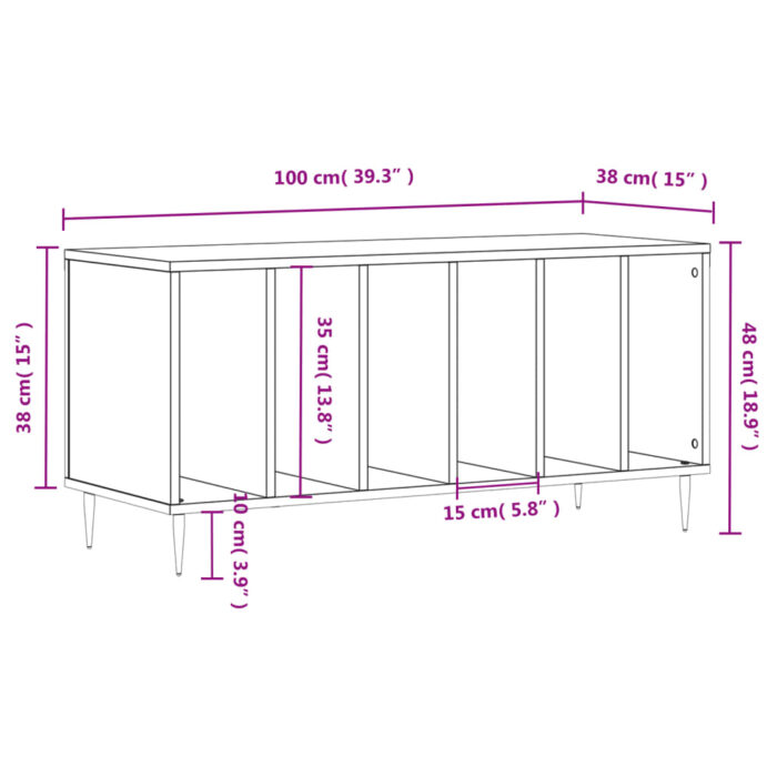 Armoire à disques chêne sonoma 100x38x48 cm bois d'ingénierie – Image 7