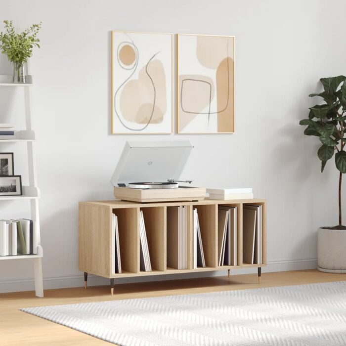 Armoire à disques chêne sonoma 100x38x48 cm bois d'ingénierie – Image 1