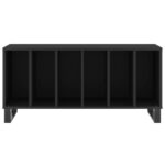 Armoire à disques noir 100x38x48 cm bois d'ingénierie – Image 2