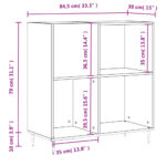 Armoire à disques noir 84,5x38x89 cm bois d'ingénierie – Image 8