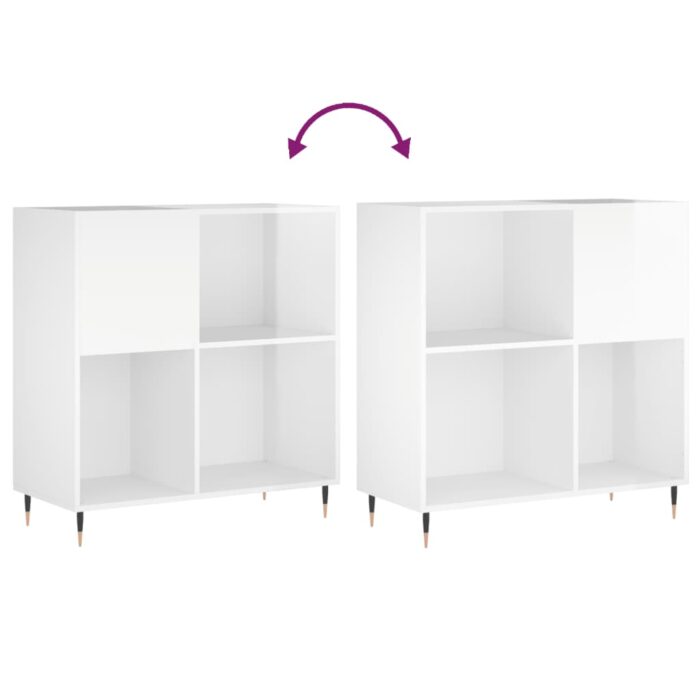 Armoire à disques blanc brillant 84,5x38x89cm bois d'ingénierie – Image 5