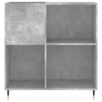 Armoire à disques gris béton 84,5x38x89 cm bois d'ingénierie – Image 2