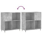 Armoire à disques gris béton 84,5x38x89 cm bois d'ingénierie – Image 5