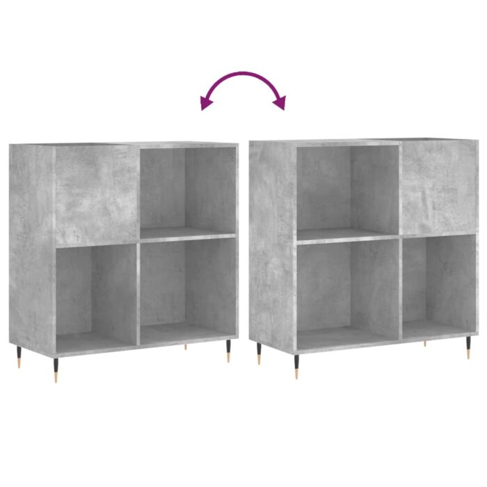 Armoire à disques gris béton 84,5x38x89 cm bois d'ingénierie – Image 5