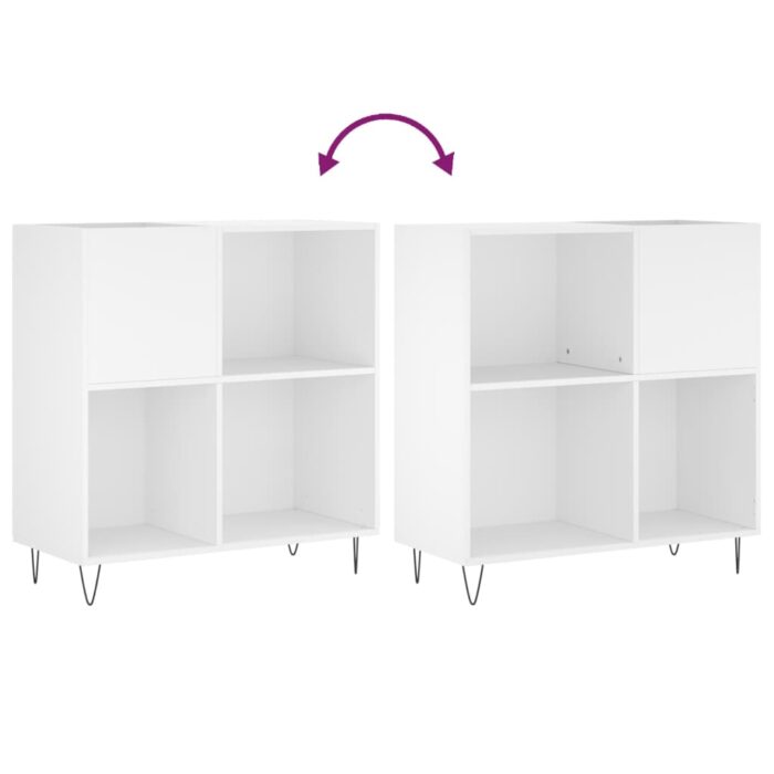 Armoire à disques blanc 84,5x38x89 cm bois d'ingénierie – Image 5