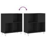 Armoire à disques noir 84,5x38x89 cm bois d'ingénierie – Image 5