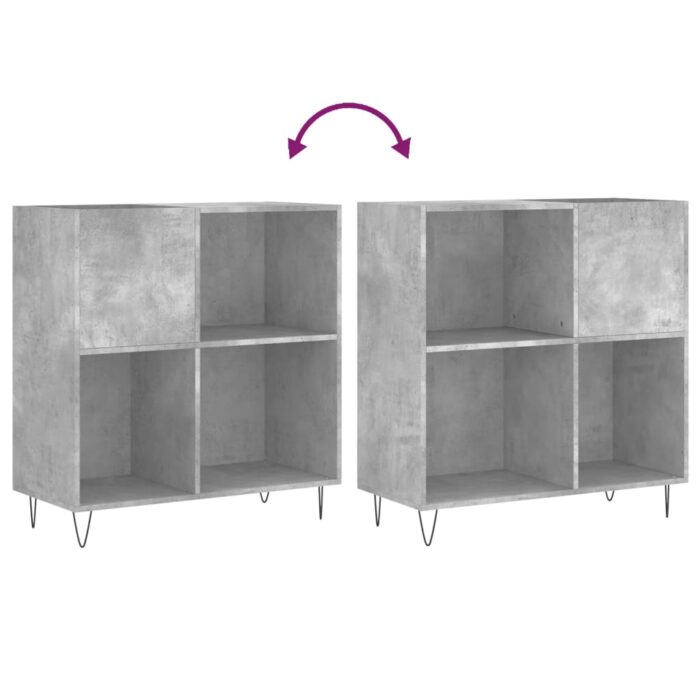 Armoire à disques gris béton 84,5x38x89 cm bois d'ingénierie – Image 5