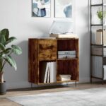 Armoire à disques chêne fumé 84,5x38x89 cm bois d'ingénierie