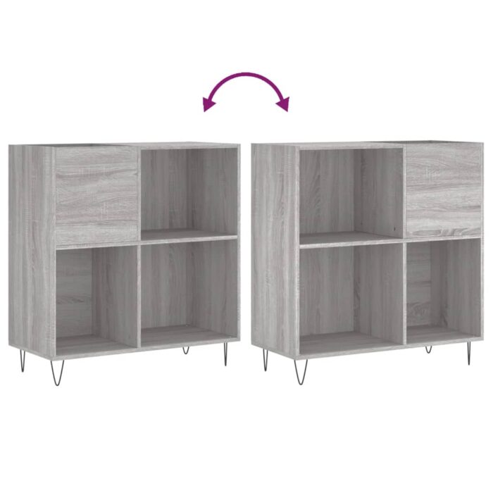 Armoire à disques sonoma gris 84,5x38x89 cm bois d'ingénierie – Image 5