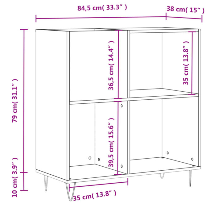 Armoire à disques sonoma gris 84,5x38x89 cm bois d'ingénierie – Image 8