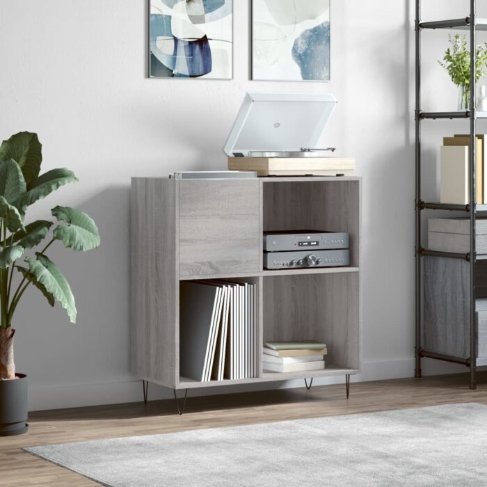 Armoire à disques sonoma gris 84,5x38x89 cm bois d'ingénierie – Image 1