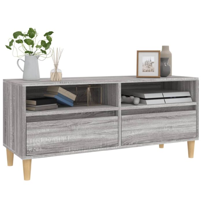 Meuble TV sonoma gris 100x34,5x44,5 cm bois d'ingénierie – Image 2