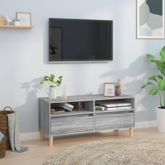 Meuble TV sonoma gris 100x34,5x44,5 cm bois d'ingénierie – Image 1