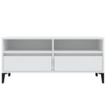 Meuble TV blanc 100x34,5x44,5 cm bois d'ingénierie – Image 4