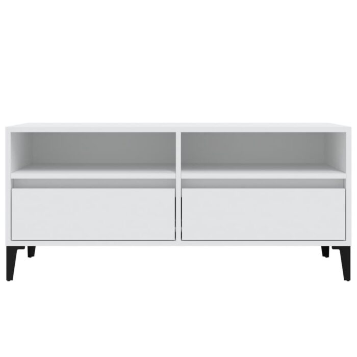 Meuble TV blanc 100x34,5x44,5 cm bois d'ingénierie – Image 4