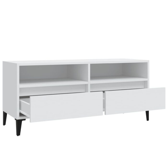 Meuble TV blanc 100x34,5x44,5 cm bois d'ingénierie – Image 6
