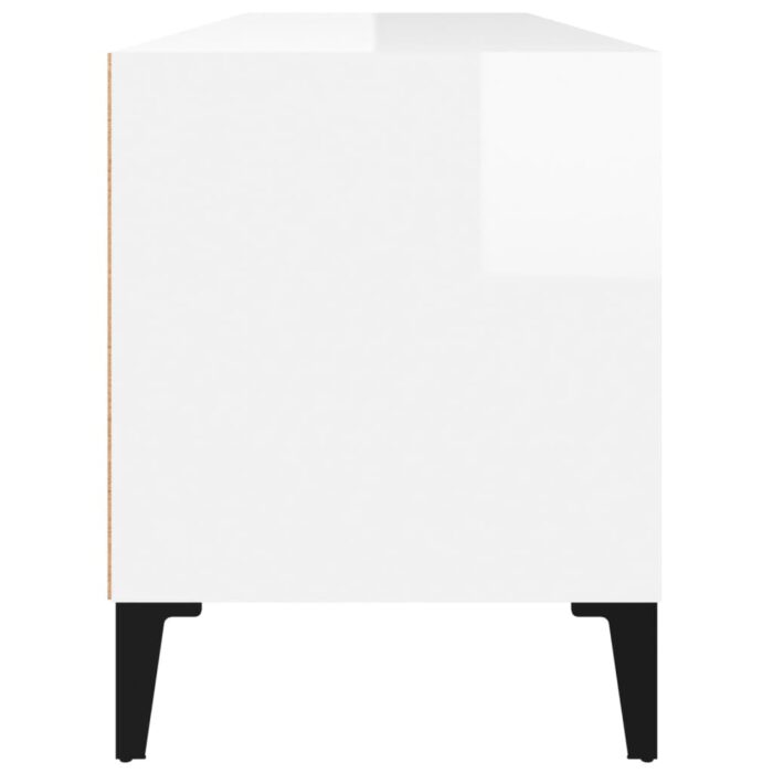 Meuble TV blanc brillant 100x34,5x44,5 cm bois d'ingénierie – Image 5