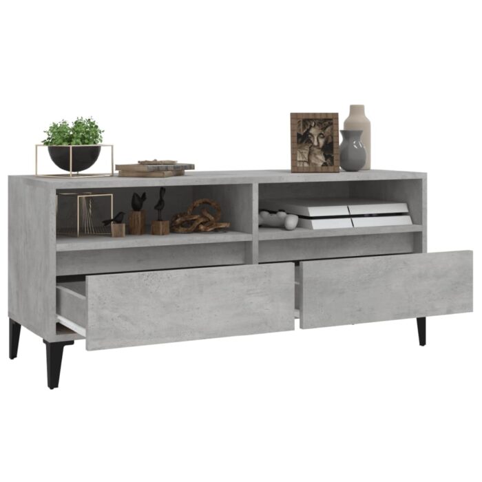 Meuble TV gris béton 100x34,5x44,5 cm bois d'ingénierie – Image 3