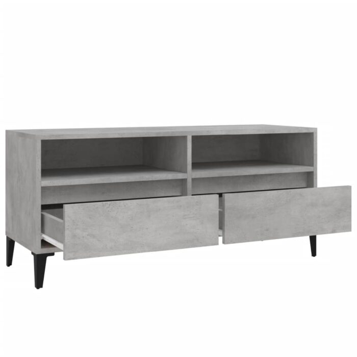 Meuble TV gris béton 100x34,5x44,5 cm bois d'ingénierie – Image 6